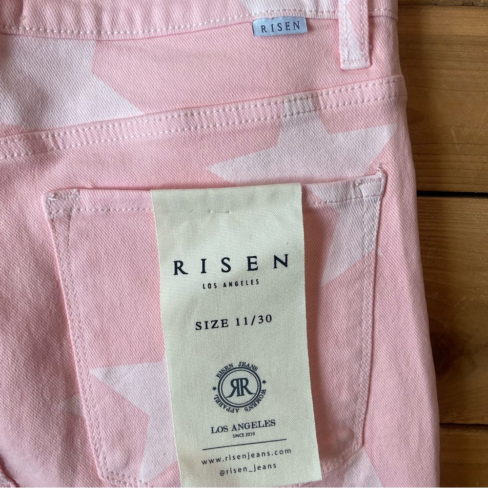 Risen Baby Pink Star Print High Rise Jeans - Picture 11 of 14